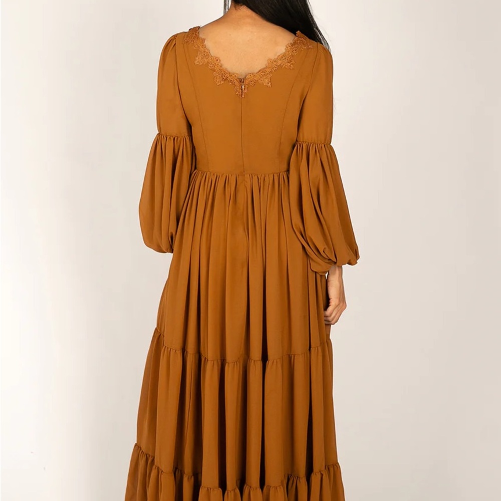 Joyfolie Margery Marigold chestnut Boho lace flowy ruffle Girl Dress Size 14 NEW - Picture 5 of 12